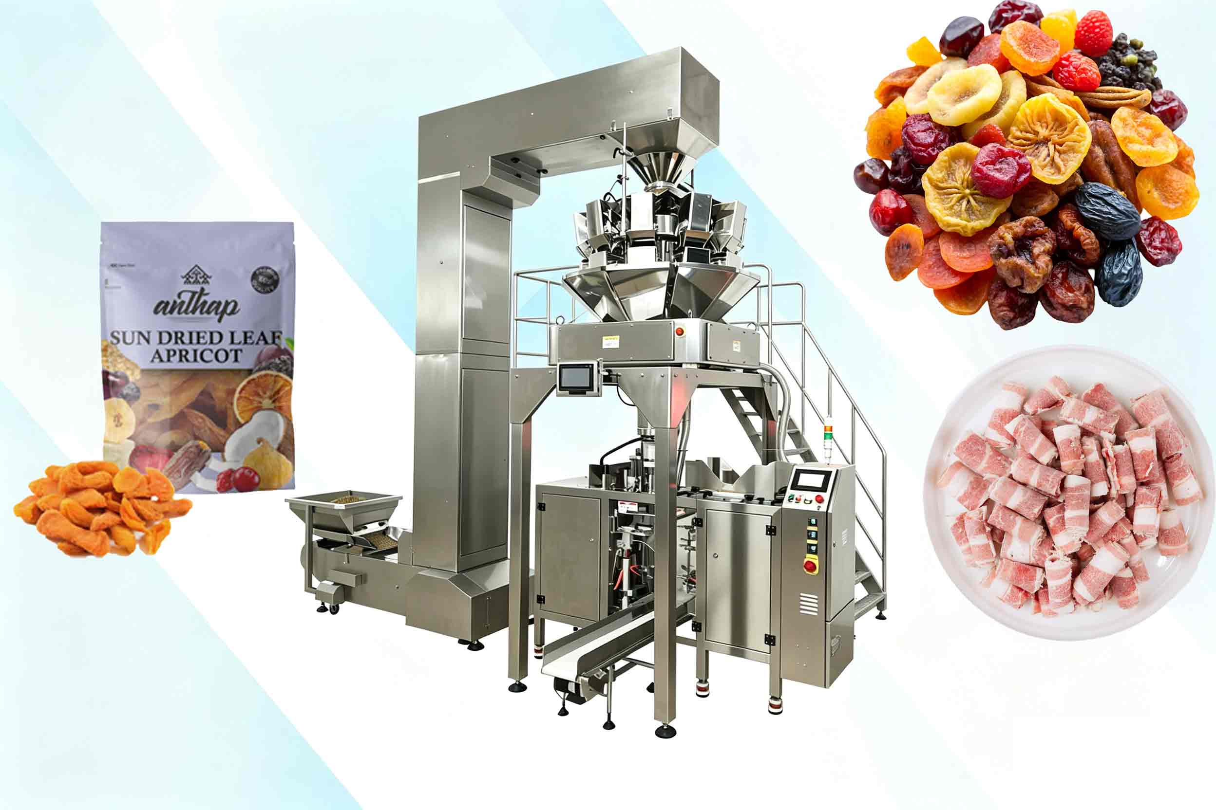 Save Space Frozen Food Gummy Mini Doypack Machine With Multi-Head Weigher