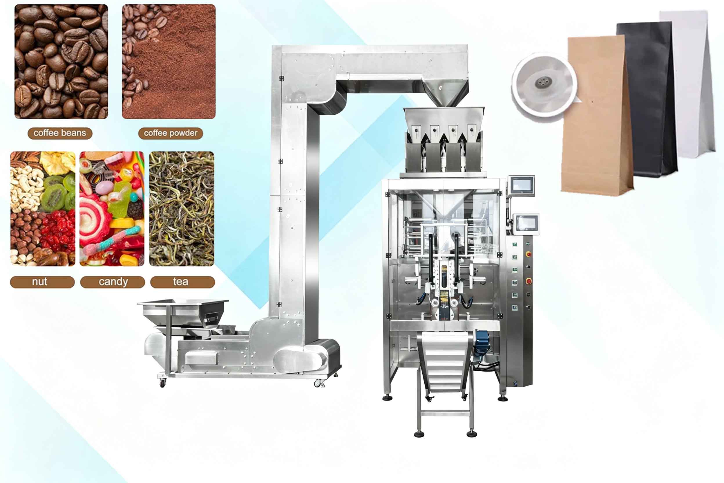 Automatic Coffee Bean Gusset Valve Bag Packing Machine Coffee Packaging Machine