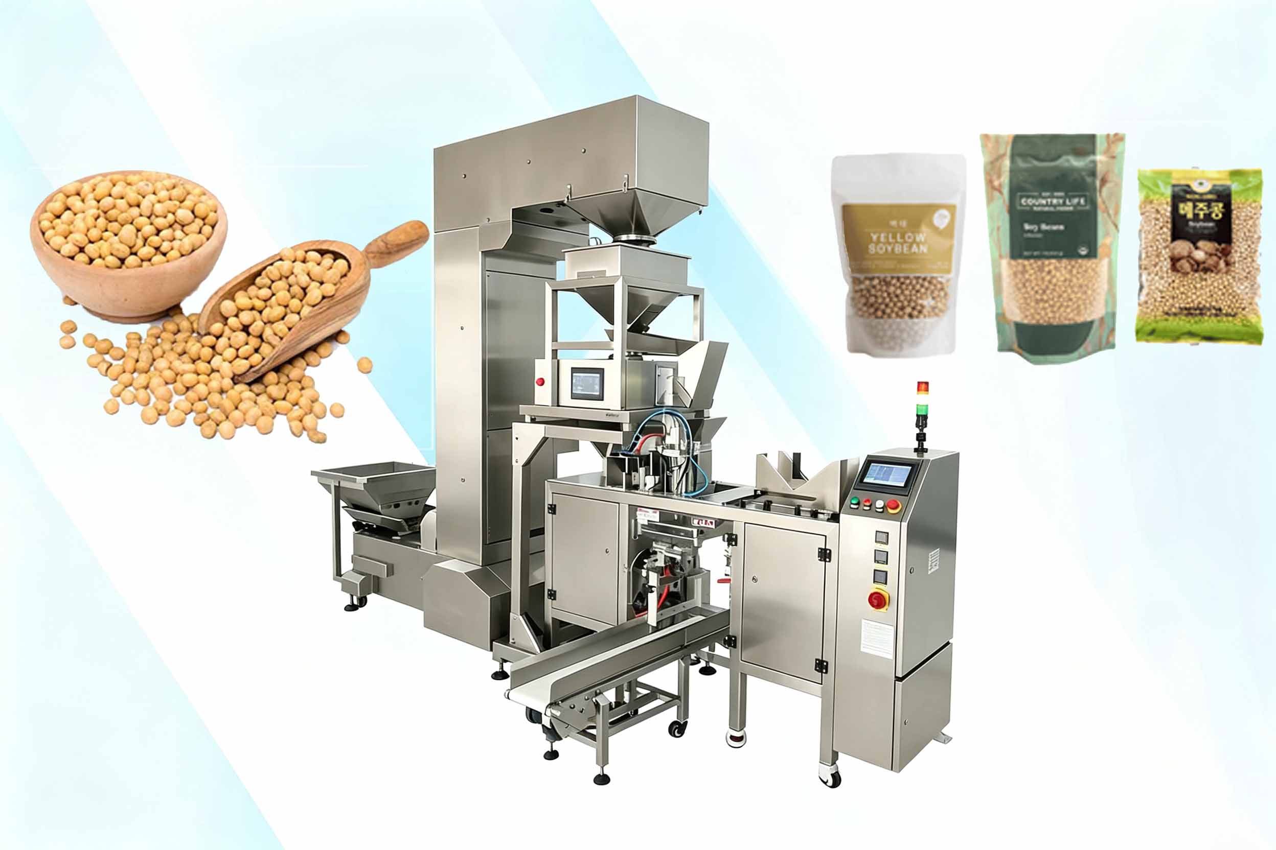 Full-Auto Gusset Standup Pouch Mini Doypack Machine With Single-Head Weigher
