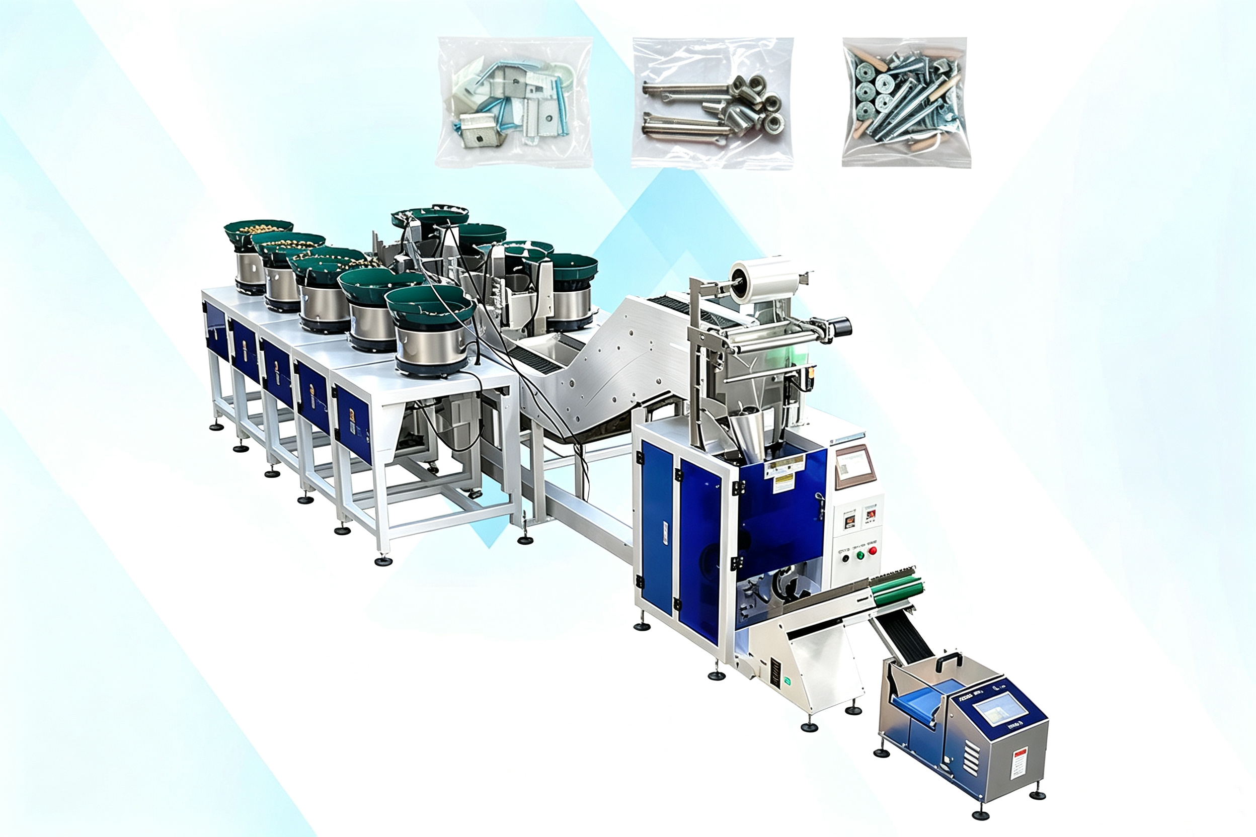 Eight Counting Bowls Hardware Bolts Nuts Packing Machine With Weight Checker