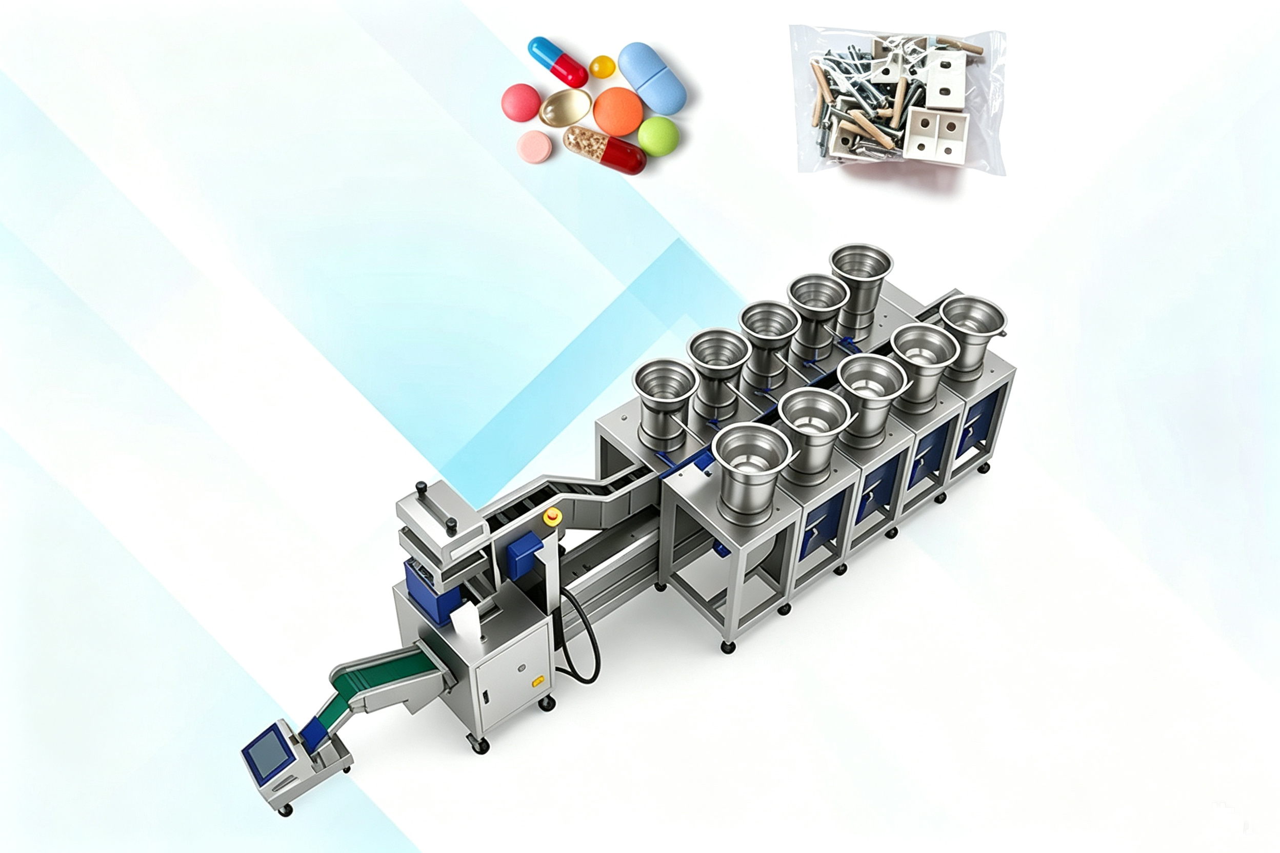 Ten Counting Bowls Furniture Hardware Bolts Nuts Counting Packing Machine With Labeling