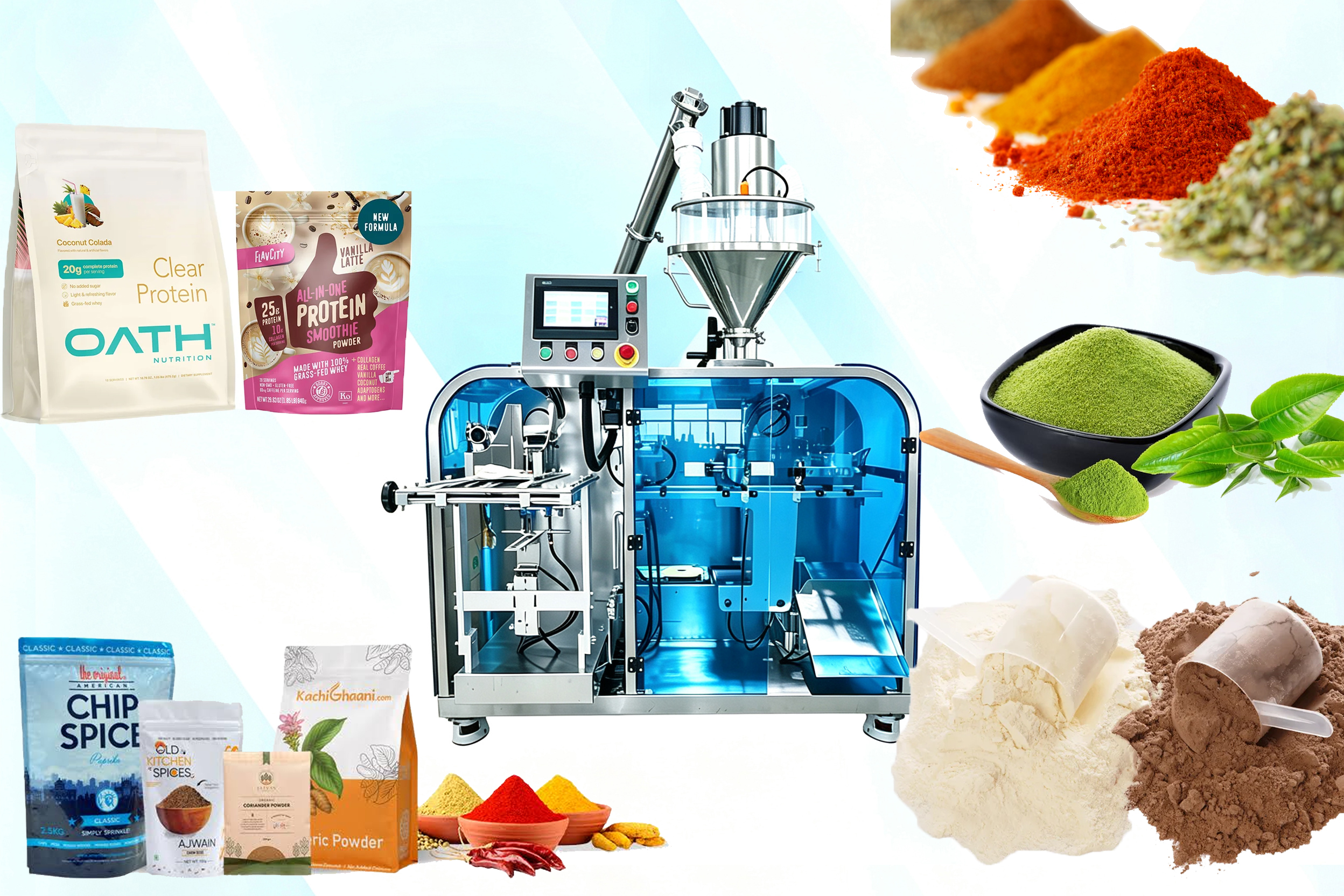 LK4-260D Protein Milk Spices Powder Premade Bag Ziplock Horizontal Doypack Machine